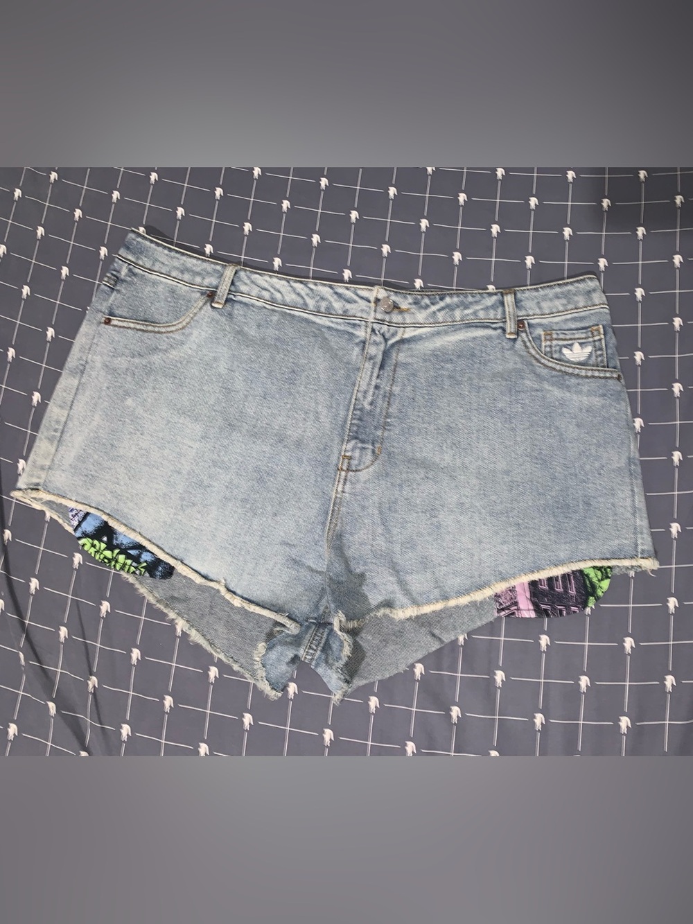 Adidas x Jeremy Scott Denim Cutoff Shorts Blue Size: 41”
